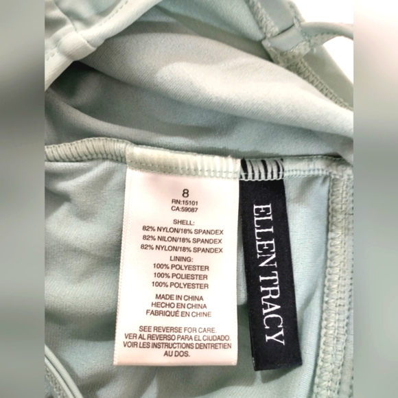 Ellen Tracy Keyhole Ruched One Piece Size 8 Swimsuit Green - Picture 5 of 7